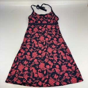 Patagonia Womens Size M Iliana Halter Dress W/ Shelf Bra Paisley Print Blue/Pink
